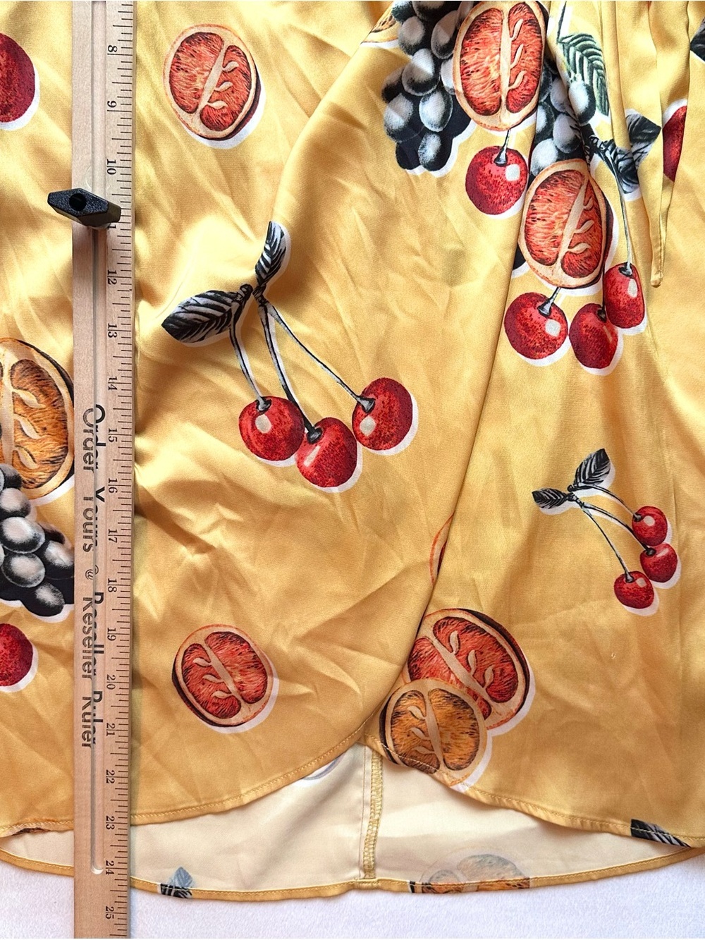 Show Me Your Mumu Anjolie Wrap Skirt in Fruit Basket S Yellow Red Cherry Citrus - Picture 3 of 7
